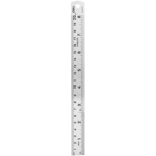 Линейка измерительная Deli DL8020Y, 20см, из нержавеющей стали