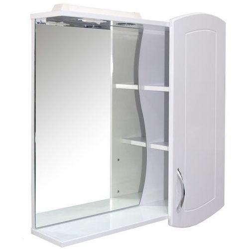 Шкаф MIXLINE Ассоль 75 правый с подсветкой, с зеркалом, подвесной, 750х700х220 мм, белый [524726] MIXLINE