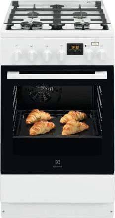 Газовая плита Electrolux RKK560200W, электрическая духовка, стеклянная крышка, белый и черный