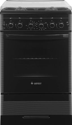 Газовая плита GEFEST ПГ 5300-02 0046,  газовая духовка,  стеклянная крышка,  чугун, черный