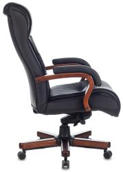 Кресло руководителя Бюрократ T-9926Walnut, кожа, до 200кг, черный