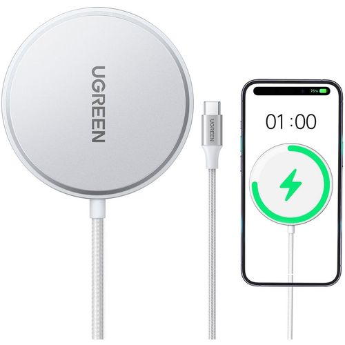 Беспроводное зарядное устройство UGREEN W703, USB-C, 15Вт, 3A, белый [35565]