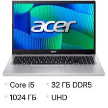 Изображение товара Ноутбук Acer Extensa 15 EX215-57-597H, 15.6", IPS, Intel Core i5 13420H 2.1ГГц, 8-ядерный, 32ГБ DDR5, 1ТБ SSD,  Intel UHD Graphics, без операционной системы,  серебристый [nx.ejber.00a]