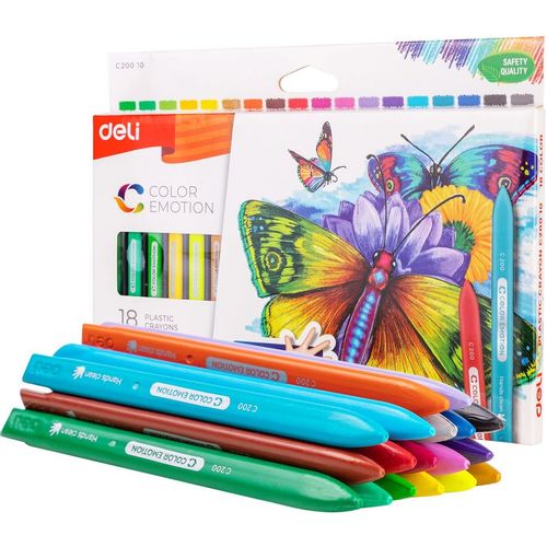 Мелки восковые Deli Color Emotion EC20010, трехгранные, 18 цветов