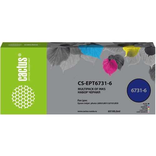 Набор чернил Cactus CS-EPT6731-6 T673, для Epson, 100мл, многоцветный