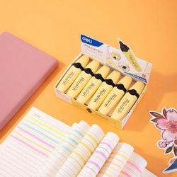 Текстовыделитель Deli Macaron EU356-YL, скошенный наконечник, линия 1-5 мм, желтый пастельный
