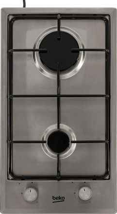 Газовая варочная панель Beko HDCG32220FX, 2 конфорки, нержавеющая сталь, серый