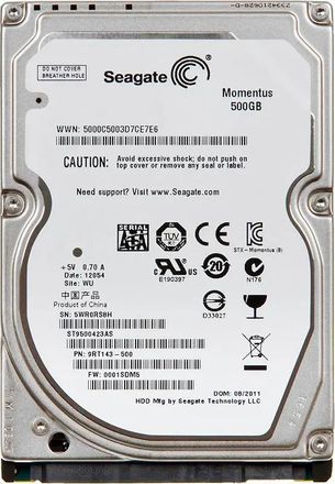 Жесткий диск Seagate Momentus ST9500423AS, 500ГБ, HDD, SATA II, 2.5"