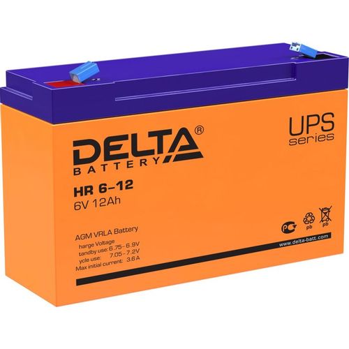 Аккумуляторная батарея Delta HR 6-12 для ИБП, 6В, 12Ач