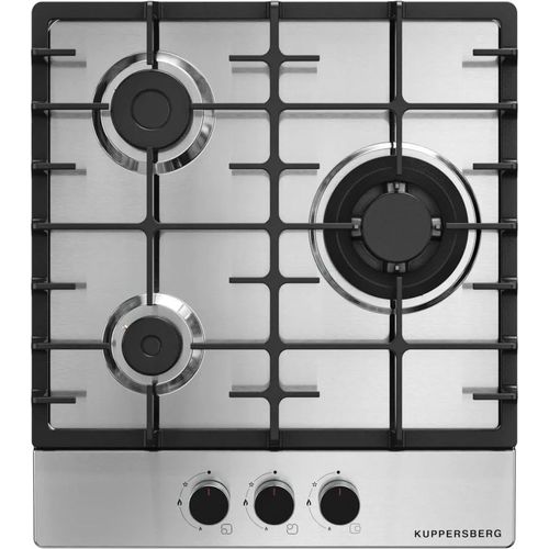Газовая варочная панель KUPPERSBERG Hi-tech FS 46 X, 3 конфорки, нержавеющая сталь, серый