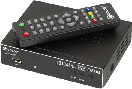 Ресивер DVB-T2 D-Color DC1501HD, черный