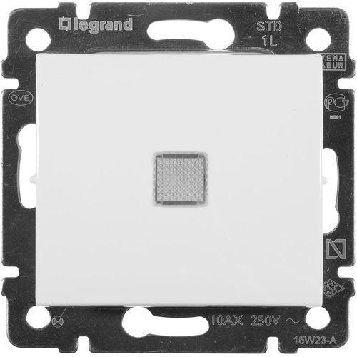 Выключатель Legrand Valena 1-клавишный, с индикацией, установка скрытая, IP20, белый [774410]