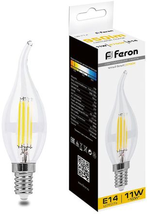 Упаковка ламп LED FERON E14,  свеча на ветру, 11Вт, LB-714, 10 шт. [38010-10]