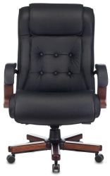 Кресло руководителя Бюрократ T-9926Walnut, кожа, до 200кг, черный