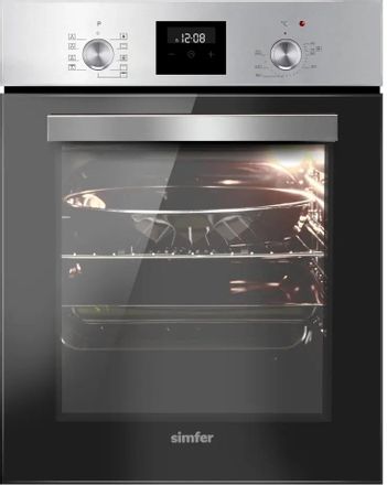 Духовой шкаф электрический Simfer B4EM59070,  49л,  дверца с 2 стеклами,  нержавеющая сталь/черный