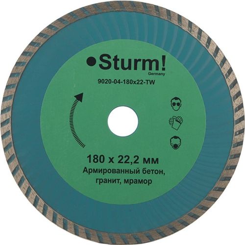 Алмазный диск STURM! 9020-04-180×22-TW, 180мм, 7мм, 22.23мм, универсальный