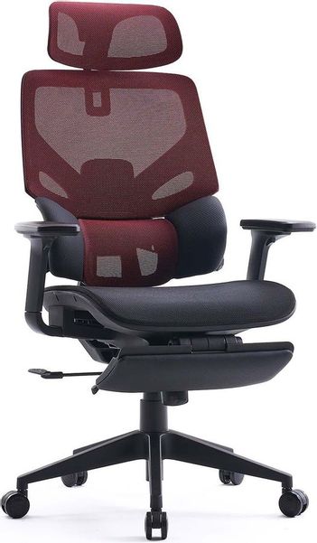 Кресло Cactus CS-CHR-MC01-RDBK, на колесиках, сетка/эко.кожа, красный