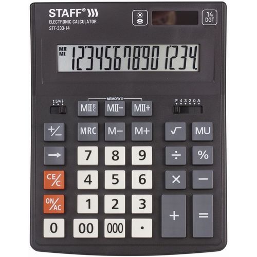 Калькулятор STAFF STF-333, 14-разрядный, черный