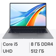Изображение товара Ноутбук Honor MagicBook X14 Pro FRI-G58 14", 2024, IPS, Intel Core i5 13420H 2.1ГГц, 8-ядерный, 8ГБ LPDDR4x, 512ГБ SSD,  Intel UHD Graphics, Windows 11 Home, серый [5301ahqk]