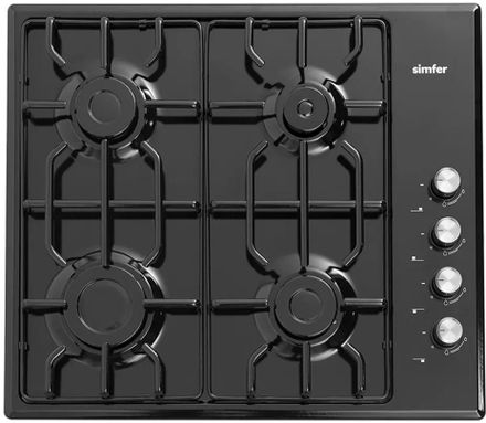 Газовая варочная панель Simfer H60Q40B471, 4 конфорки, эмалированная сталь, черный