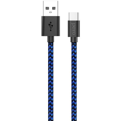 Кабель PERO DC-04, USB Type-C (m) - USB (m), синий / черный [prdc-04tc1mbb]