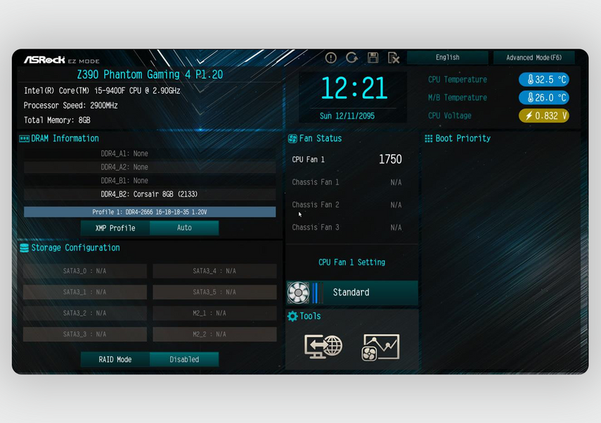 Интерфейс BIOS (UEFI) материнской платы от ASRock