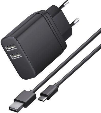 Сетевое зарядное устройство BORASCO 2xUSB-A,  microUSB, 15Вт, 3A, черный [52579]