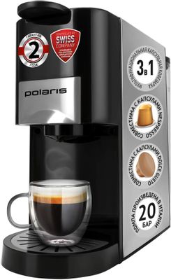 Капсульная кофеварка Polaris PCM 2020 3-in-1, 1450Вт, цвет: черный