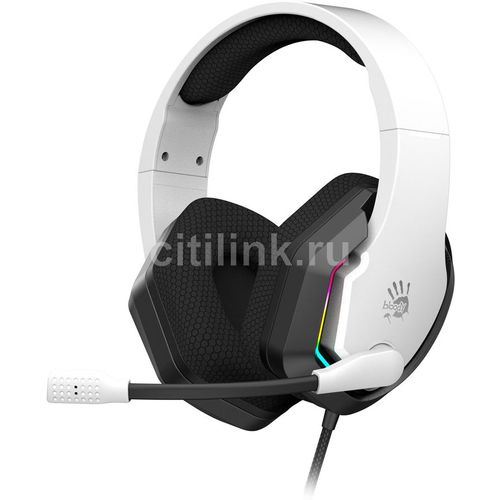 Гарнитура игровая A4TECH Bloody G260p, для компьютера, мониторные, проводные, белый / черный