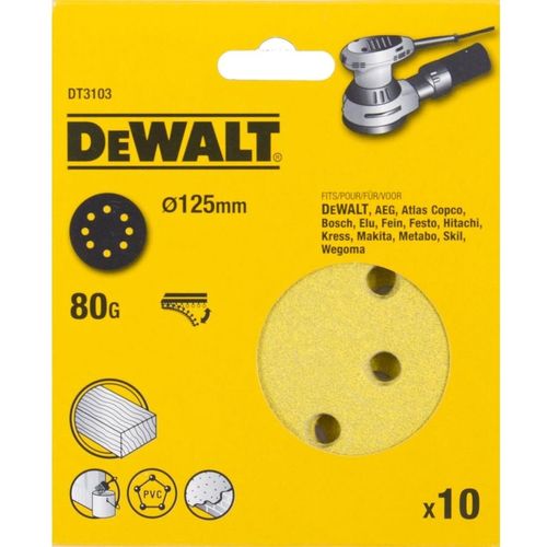 Круг шлифовальный 10 шт. DeWALT DT3103-QZ, 125мм, по дереву, металлу