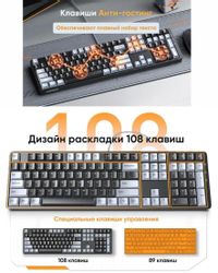 Клавиатура UGREEN KU103, проводная, механическая, черный/белый