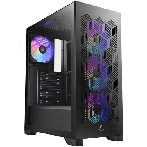 Корпус ATX AZZA Aerohex, Midi-Tower, без БП, черный [csaz-203a03]