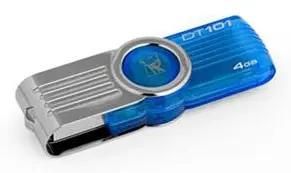 Флешка USB Kingston DataTraveler 101 G2 4ГБ, USB2.0, голубой [dt101g2/4gb]