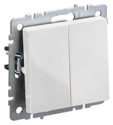 Выключатель IEK Brite ВС10-2-0-БрБ, 2-клавишный, установка скрытая, IP20, белый