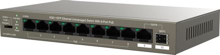 Коммутатор IP-COM G1110PF-8-102W, неуправляемый, 9 RJ-45, 10/100/1000 Мбит/с