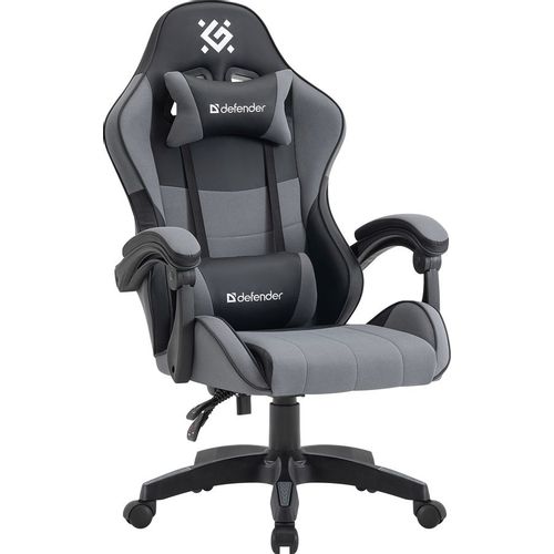 Кресло игровое Defender Strider, ткань/экокожа, до 120кг, черный/серый