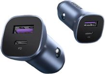 Изображение товара Автомобильное зарядное устройство UGREEN 40858,  USB-A,  USB-C, 30Вт, 5A, серый