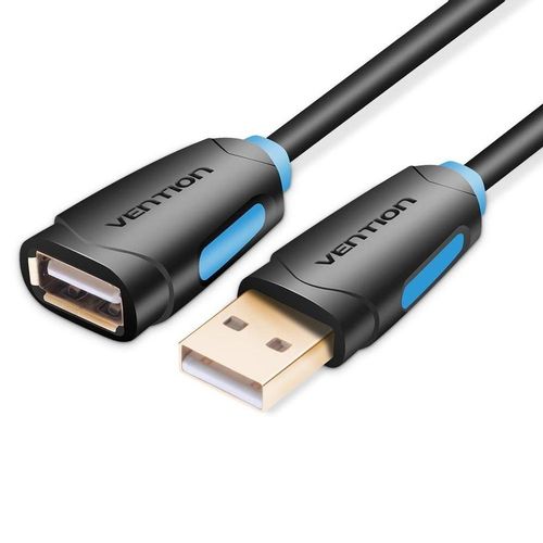 Кабель-удлинитель USB2.0 VENTION CBCBJ, USB 2.0 A(m) (прямой) - USB 2.0 A (f) (прямой), GOLD , круглое, 5м, черный