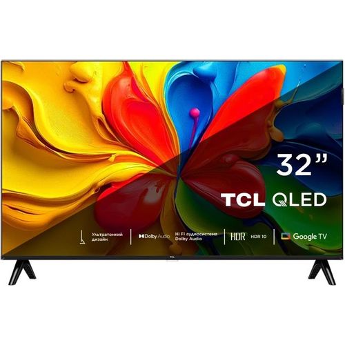 32" Телевизор TCL 32S4K-RU QLED, HD, СМАРТ ТВ, Google TV, черный