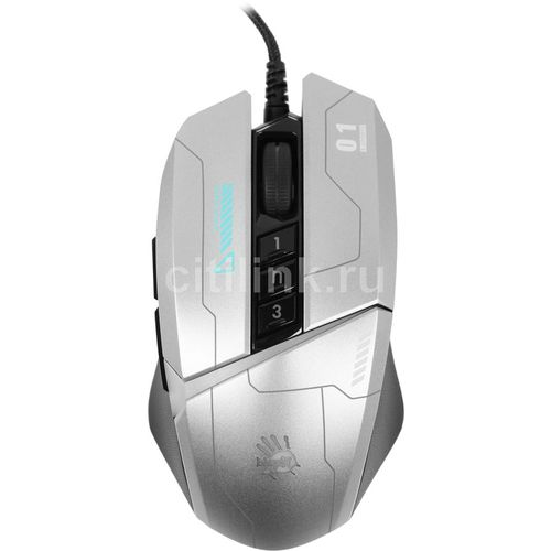 Мышь проводная A4TECH Bloody W60 Max Gun, игровая, оптическая, USB, 10000dpi, серый и черный