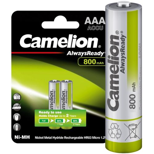 AAA Аккумуляторная батарейка CAMELION NH-AAA800ARBP2, 2 шт. 800мAч