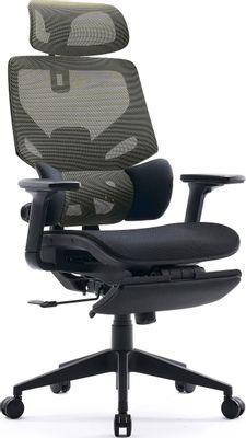 Кресло Cactus CS-CHR-MC01-LGNBK, на колесиках, сетка/ткань, черный/салатовый