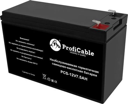 Аккумуляторная батарея PROFICABLE PCS-12V7.5AH для ИБП, 12В, 7.5Ач