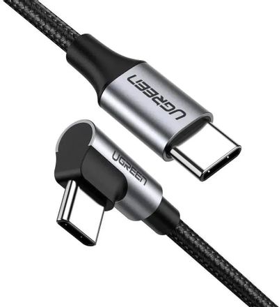 Кабель UGREEN US255,  USB Type-C (m) -  USB Type-C (m),  1м,  3A,  серый / черный [50123]