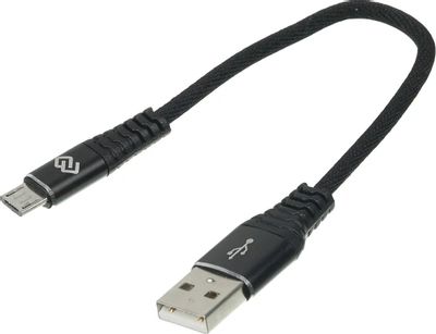 Кабель Digma micro USB (m) -  USB (m),  0.15м,  в оплетке,  2A,  черный [microusb-0.15m-blk]
