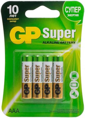 AAA Батарейка GP Super Alkaline 24A LR03,  4 шт.