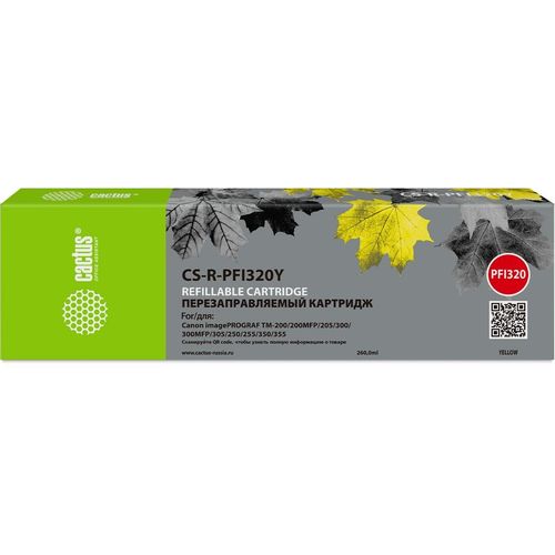 Картридж Cactus CS-R-PFI320Y, PFI-320Y, желтый / CS-R-PFI320Y