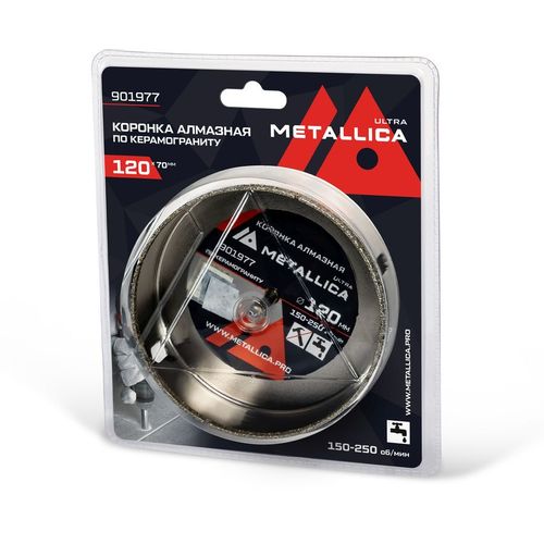 Коронка METALLICA 901977, по керамограниту, 120мм, цилиндрический, 1шт