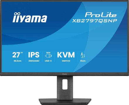27" Монитор Iiyama ProLite XB2797QSNP-B1, 2560x1440, IPS, 75Гц, 1хHDMI, 1хDP, черный