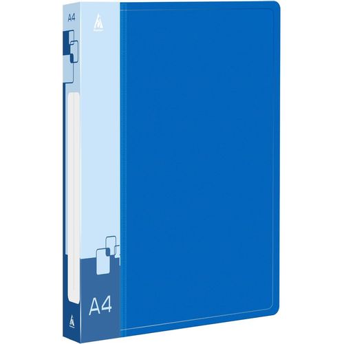 Папка на кольцах Бюрократ -0812/2RBLUE, 2шт колец, О-образные, A4, 40мм корешок, пластик, 0.8мм, синий 16 шт./кор.